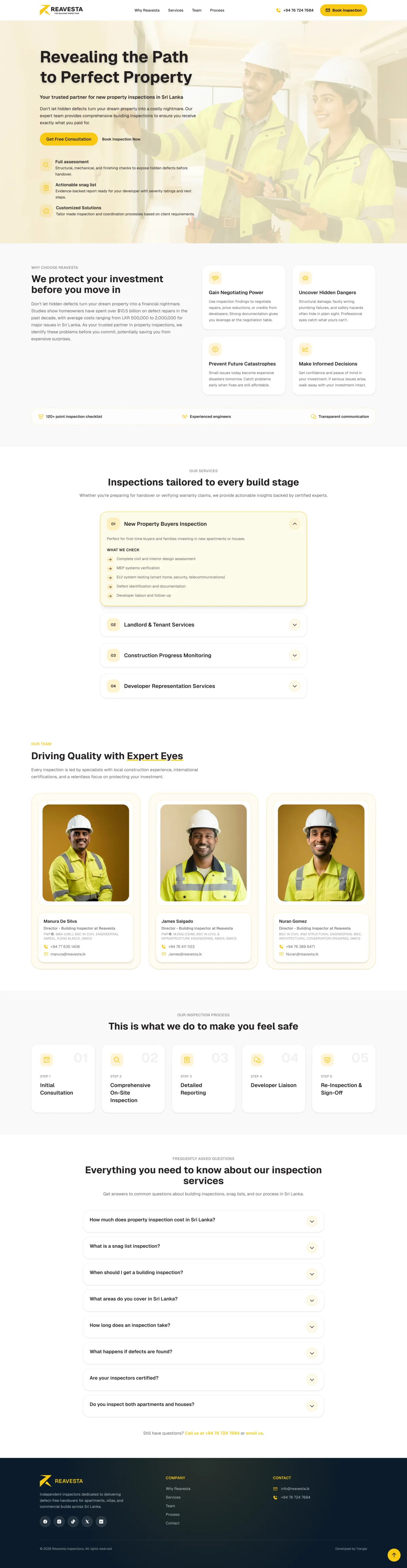 Full homepage of Reavesta — Real estate platform built by Zenxian